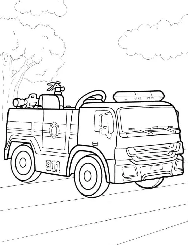 imprimer coloriage Camion de pompier pour enfant 1