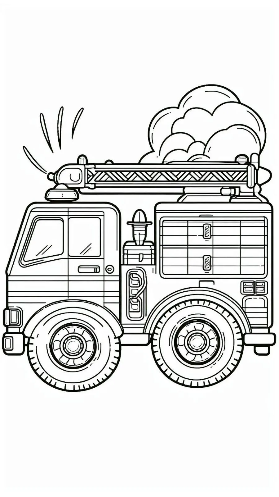 coloriage Camion de pompier pour enfant de 6 ans