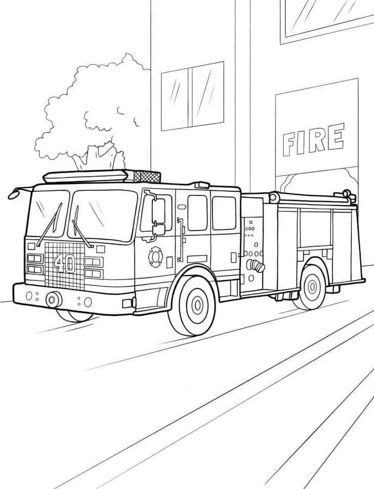 coloriage Camion de pompier à imprimer gratuitement