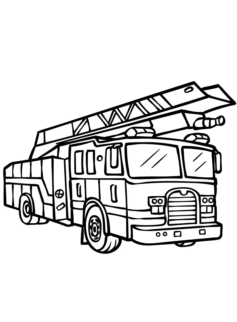 coloriage Camion de pompier a imprimer pour enfant de 4 ans 1