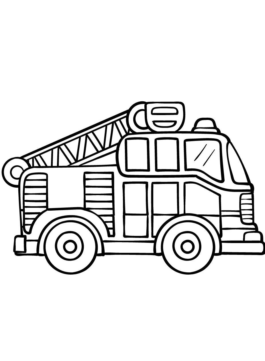 coloriage Camion de pompier à imprimer pour enfant de 4 ans