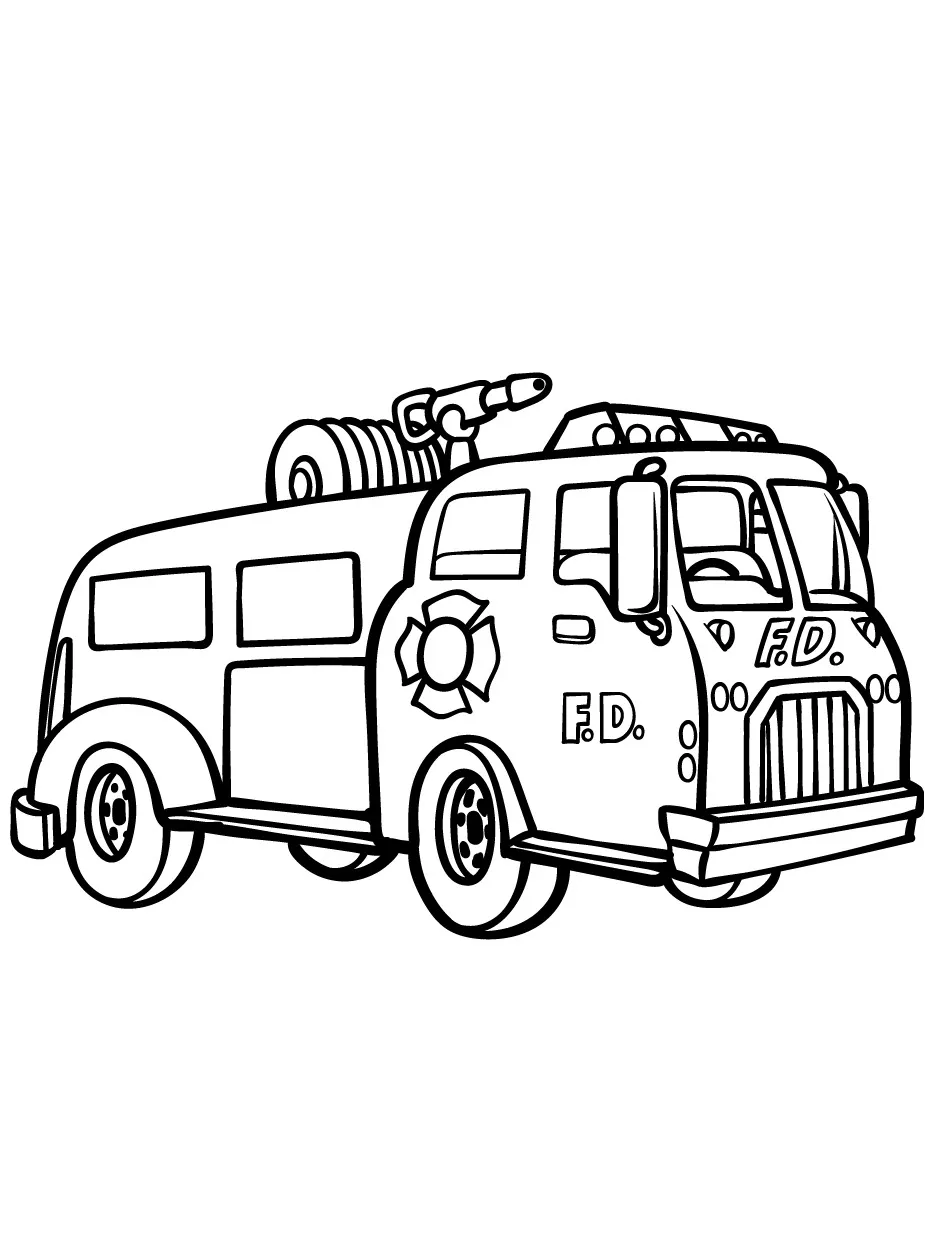 coloriage Camion de pompier à imprimer pour enfant de 6 ans