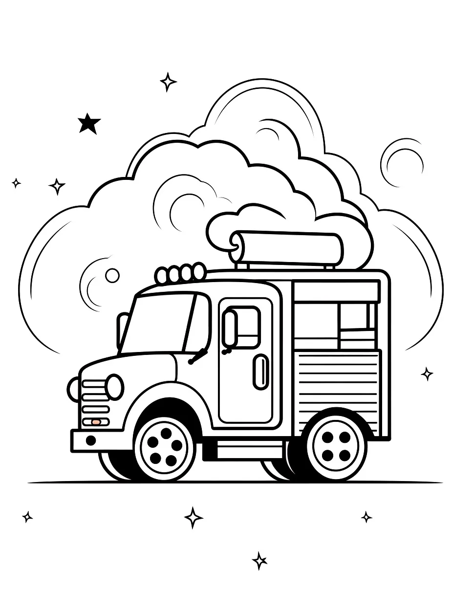 coloriage Camion de pompier a imprimer pour enfant de 4 ans