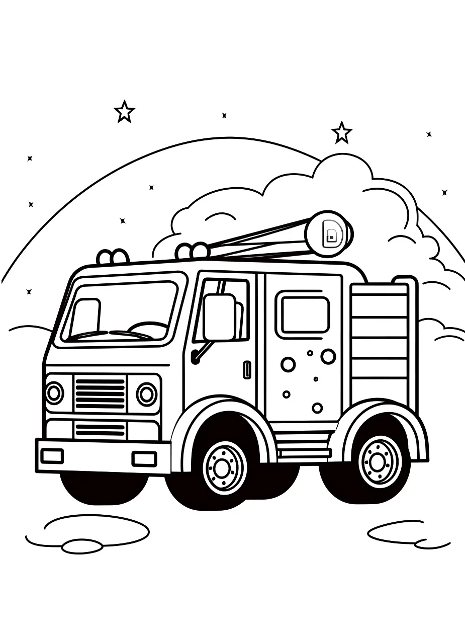 imprimer coloriage Camion de pompier 1