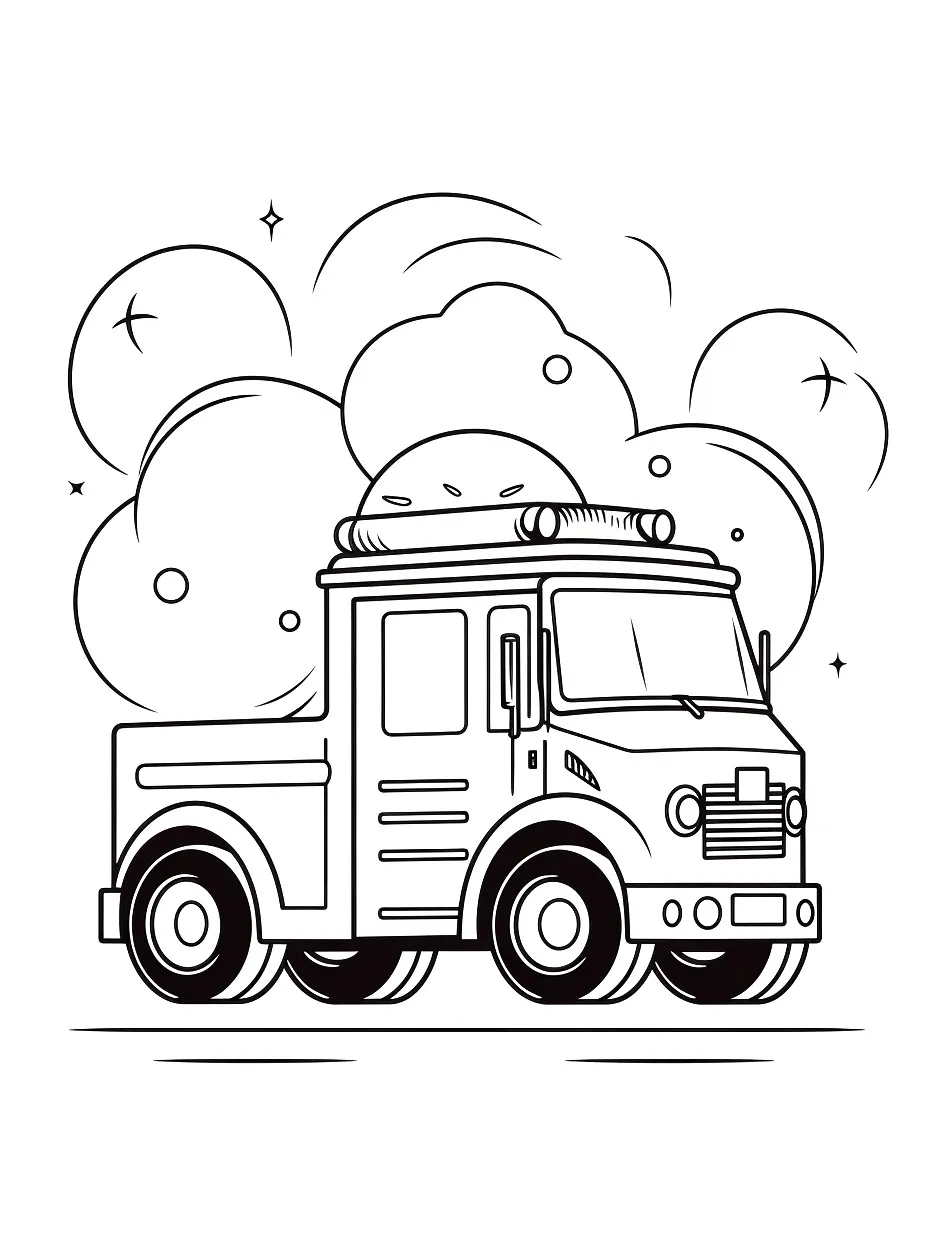 coloriage Camion de pompier pour enfant 1