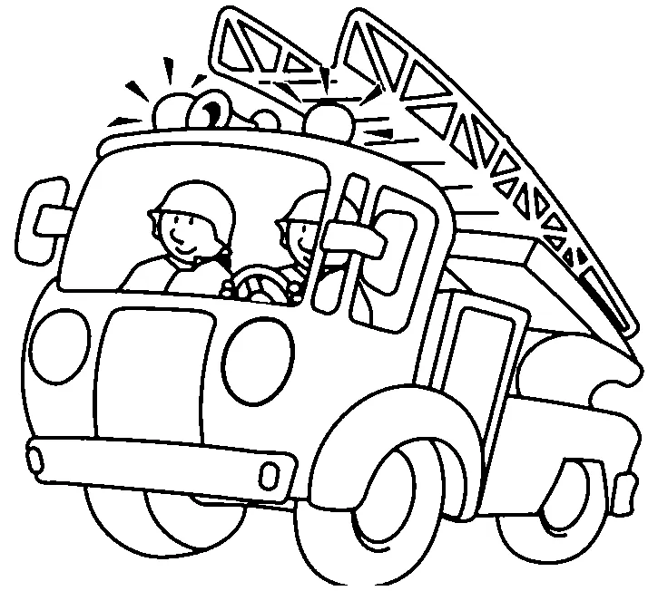 coloriage Camion de pompier pour primaire 1