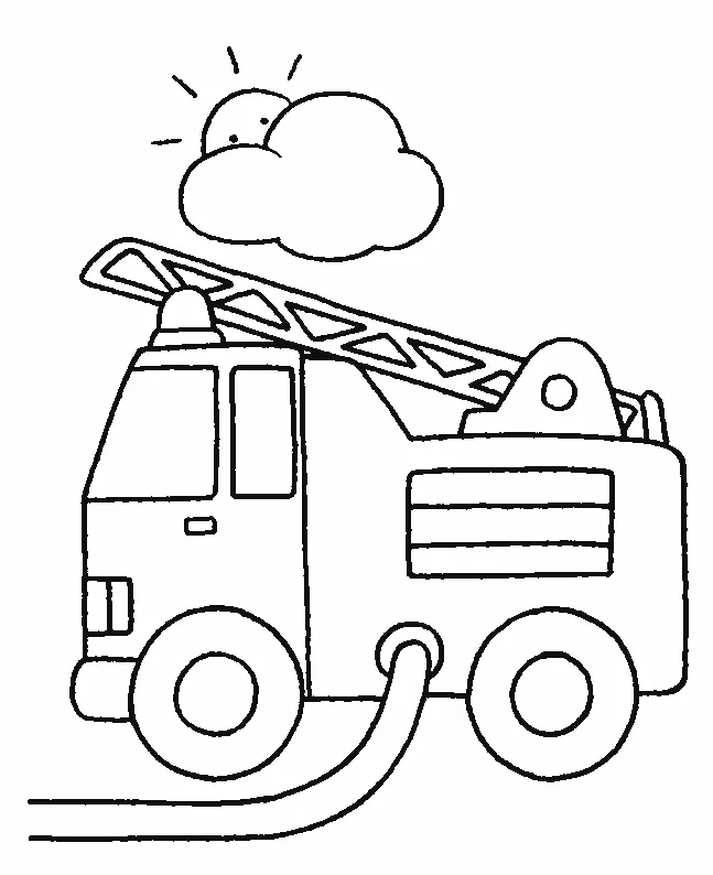 coloriage Camion de pompier pour enfant de 3 ans