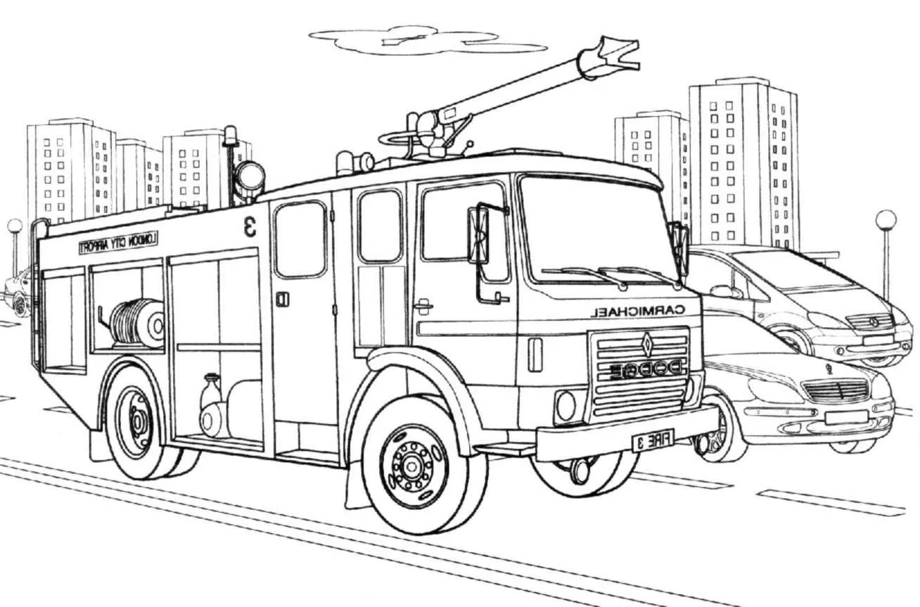 coloriage Camion de pompier à imprimer pour enfants 1