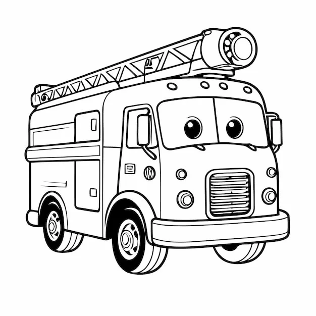 image de coloriage Camion de pompier pour enfant