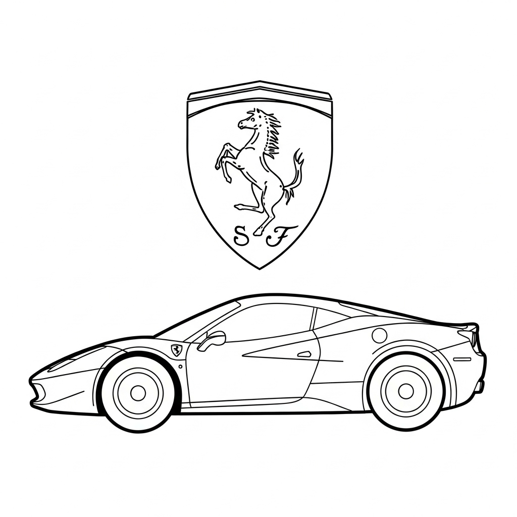 coloriage Ferrari update pour enfant de 5 ans