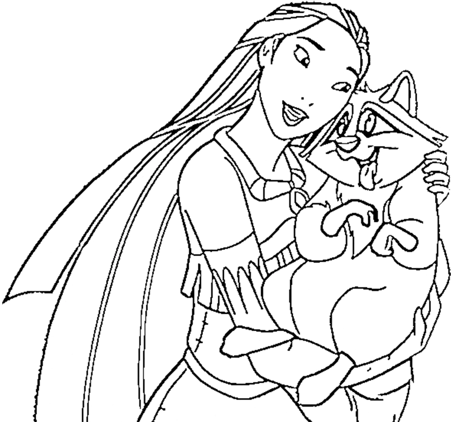 coloriage Pocahontas pour enfants à télécharger