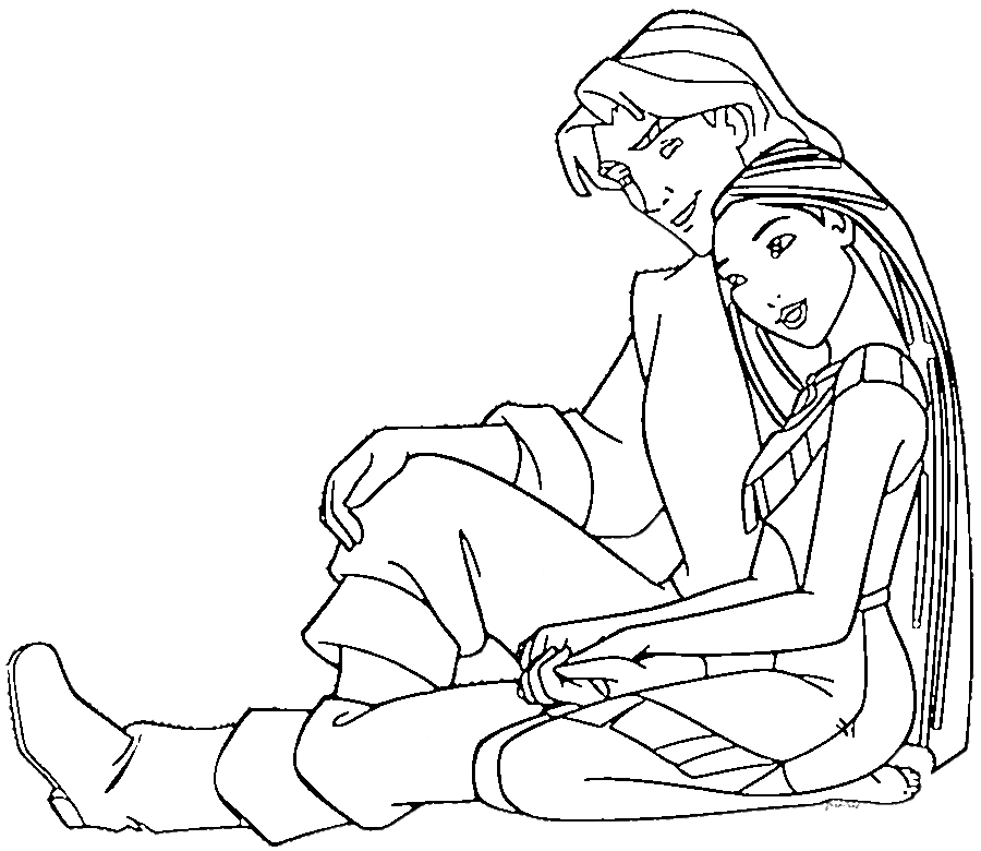 coloriage Pocahontas et découpage à imprimer