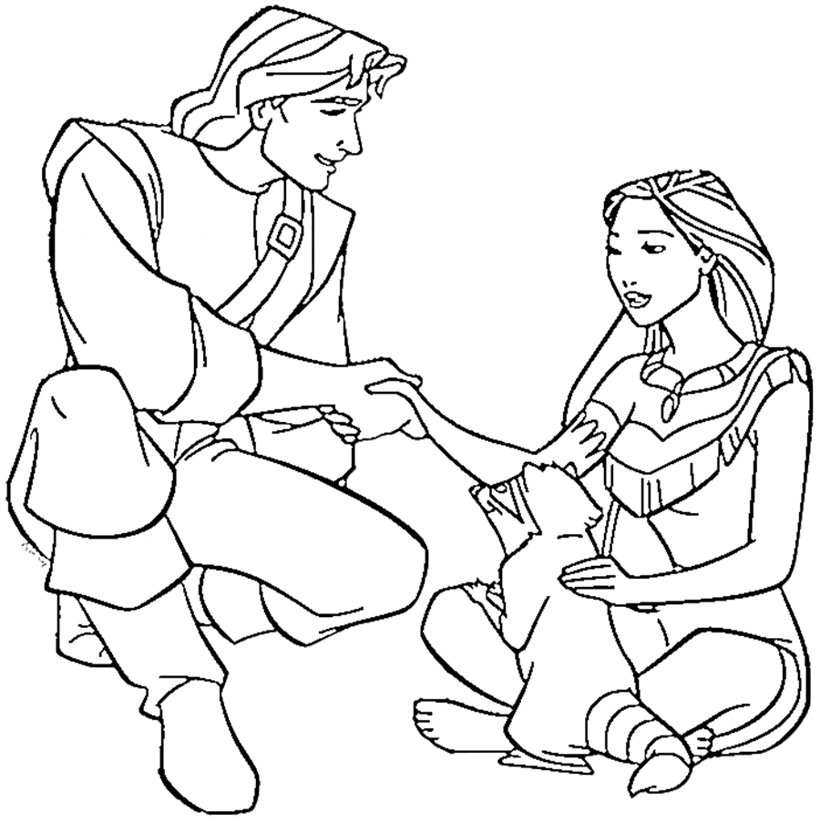 coloriage Pocahontas à imprimer pour enfants