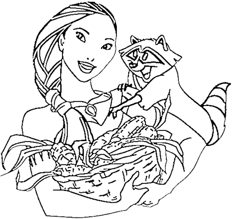 coloriage Pocahontas pour enfants a imprimer