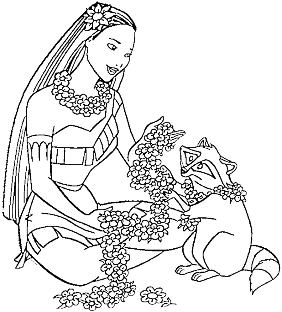 coloriage Pocahontas gratuit a imprimer