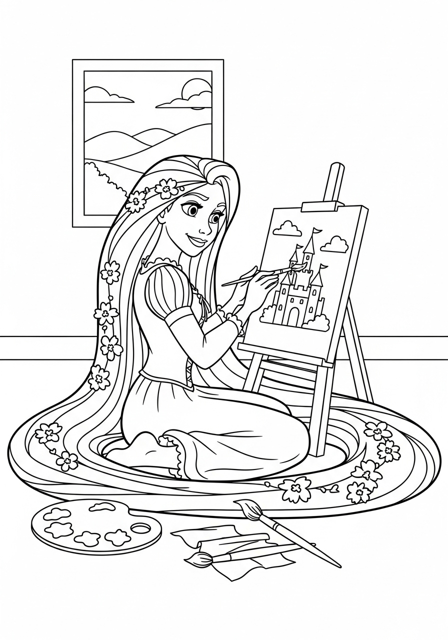 coloriage Raiponce update à imprimer kawaii