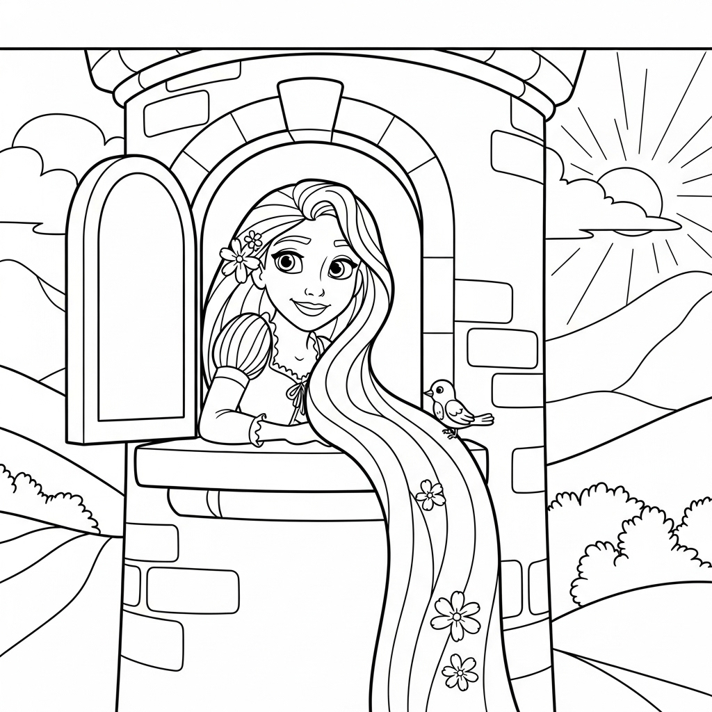 coloriage Raiponce update à imprimer a4