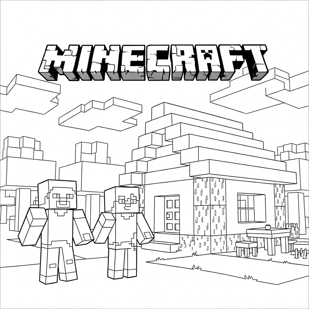 coloriage minecraft update à imprimer kawaii