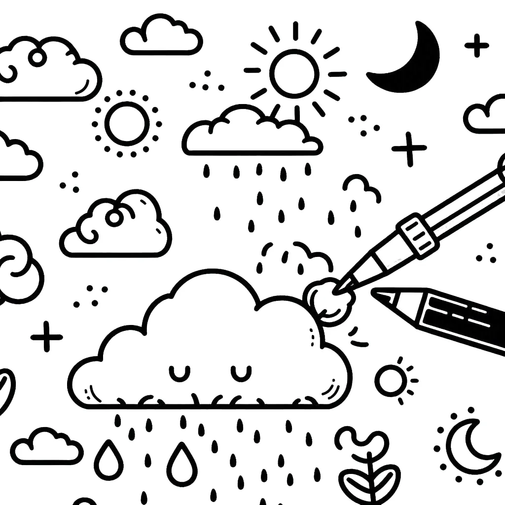 coloriage Cloriage Nuage à imprimer pour enfants 1