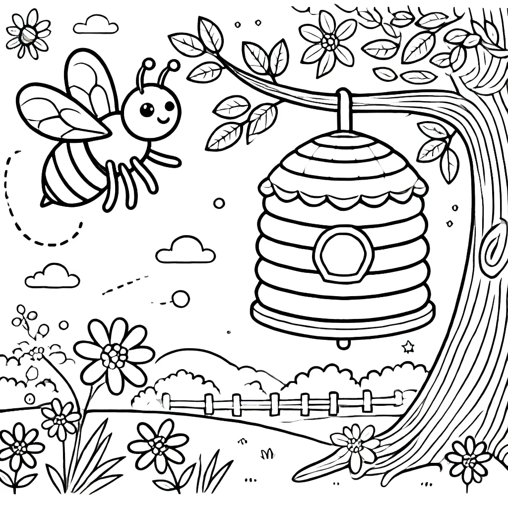 coloriage Abeille pour enfants a imprimer gratuit