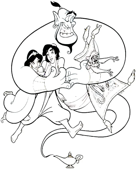 coloriage Aladdin à imprimer kawaii 1