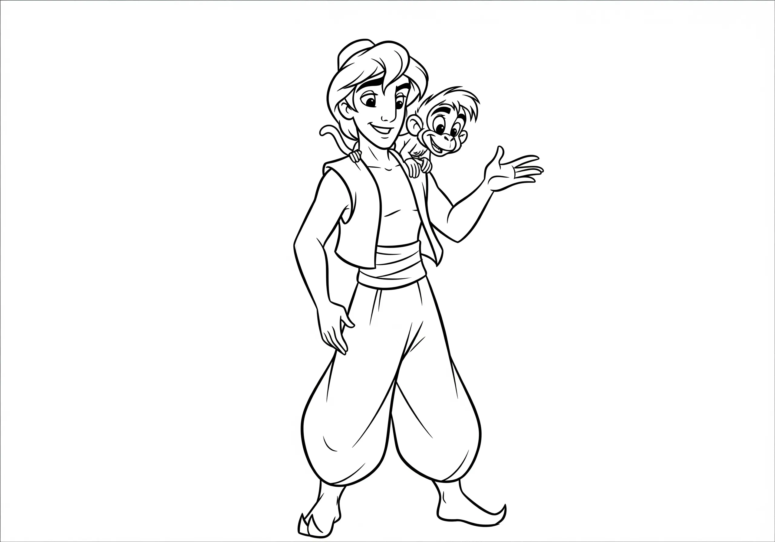 coloriage Aladdin et Abu pour enfants à télécharger
