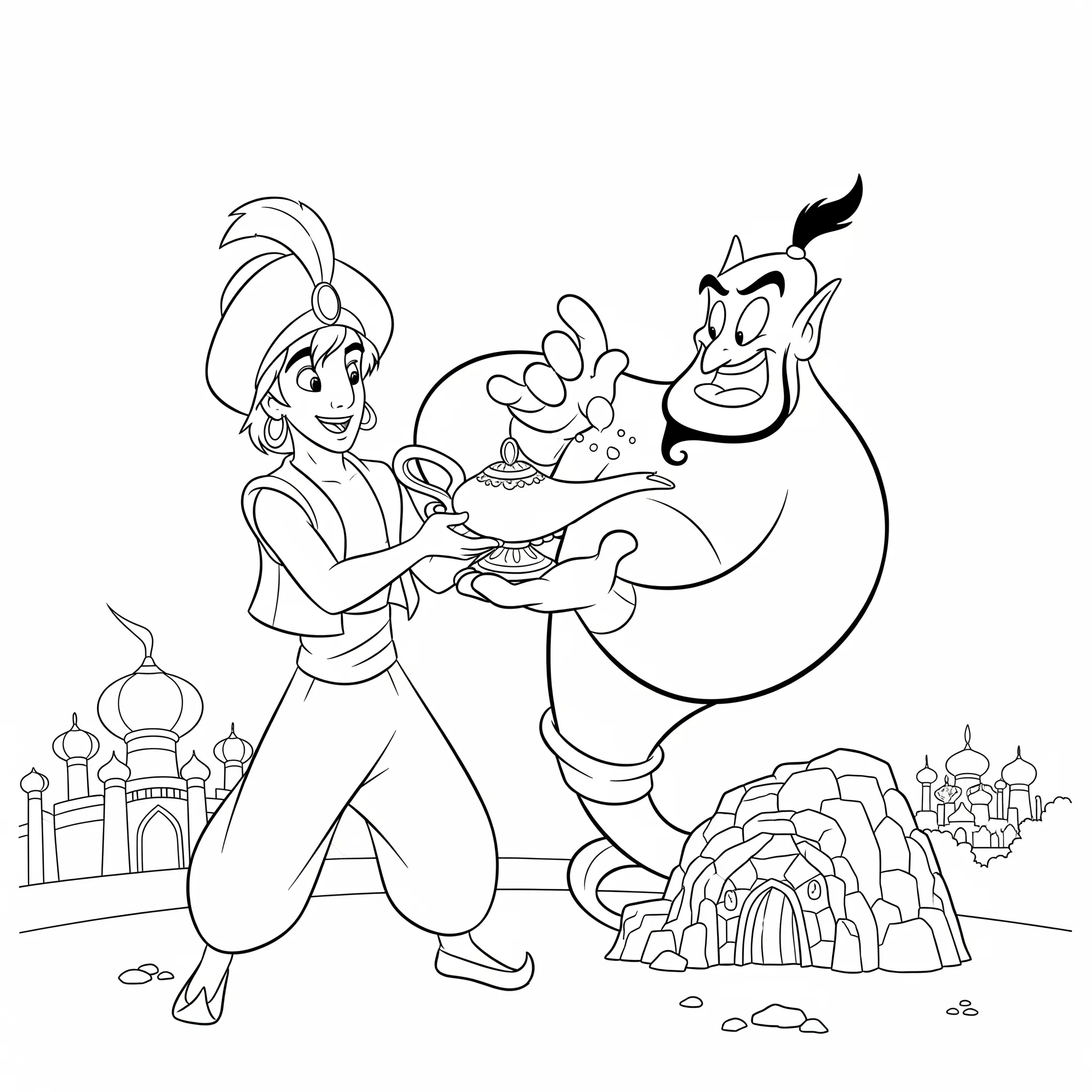 coloriage Aladdin et la lampe magique pour enfant de à imprimer