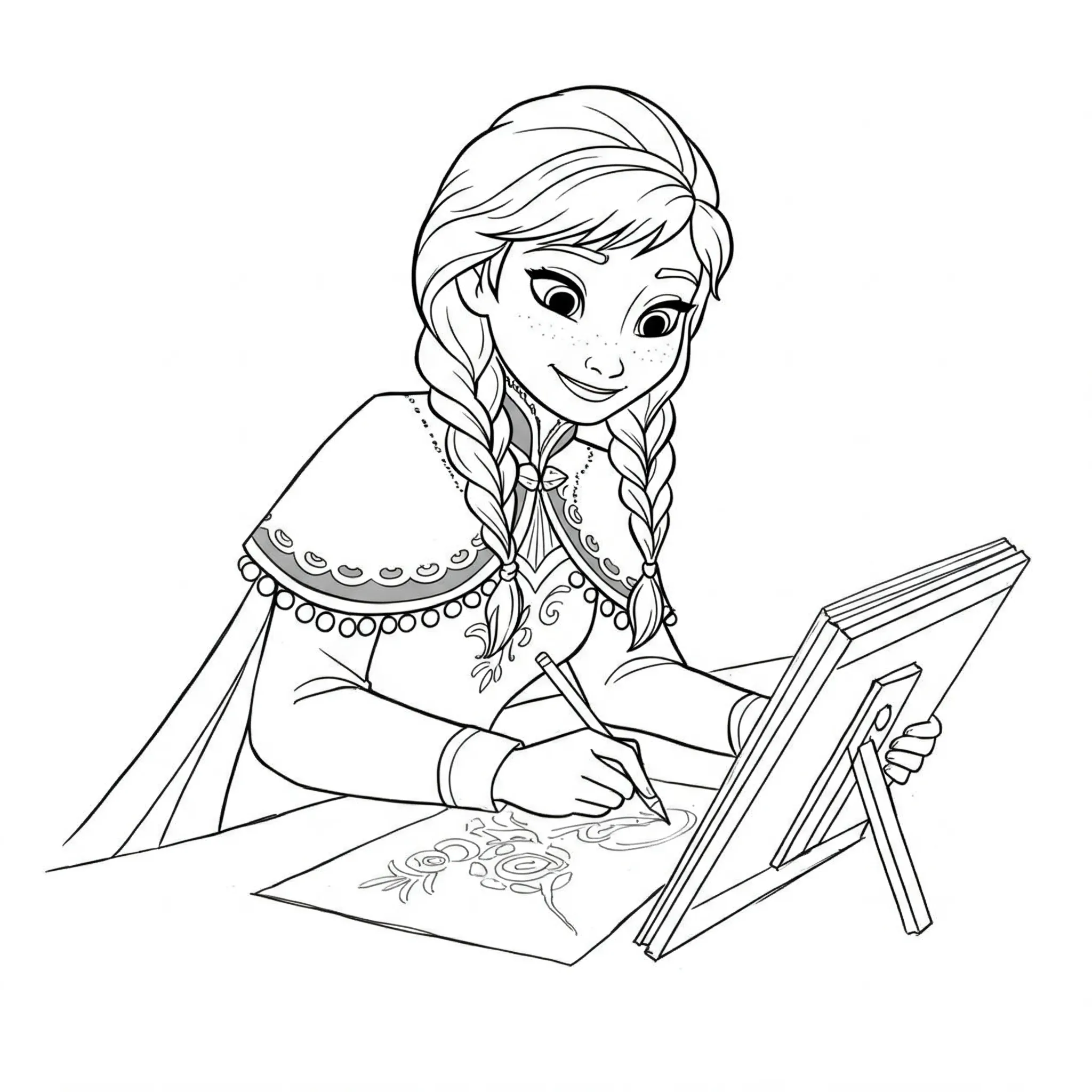 coloriage Anna dessine a imprimer pour enfant de 4 ans