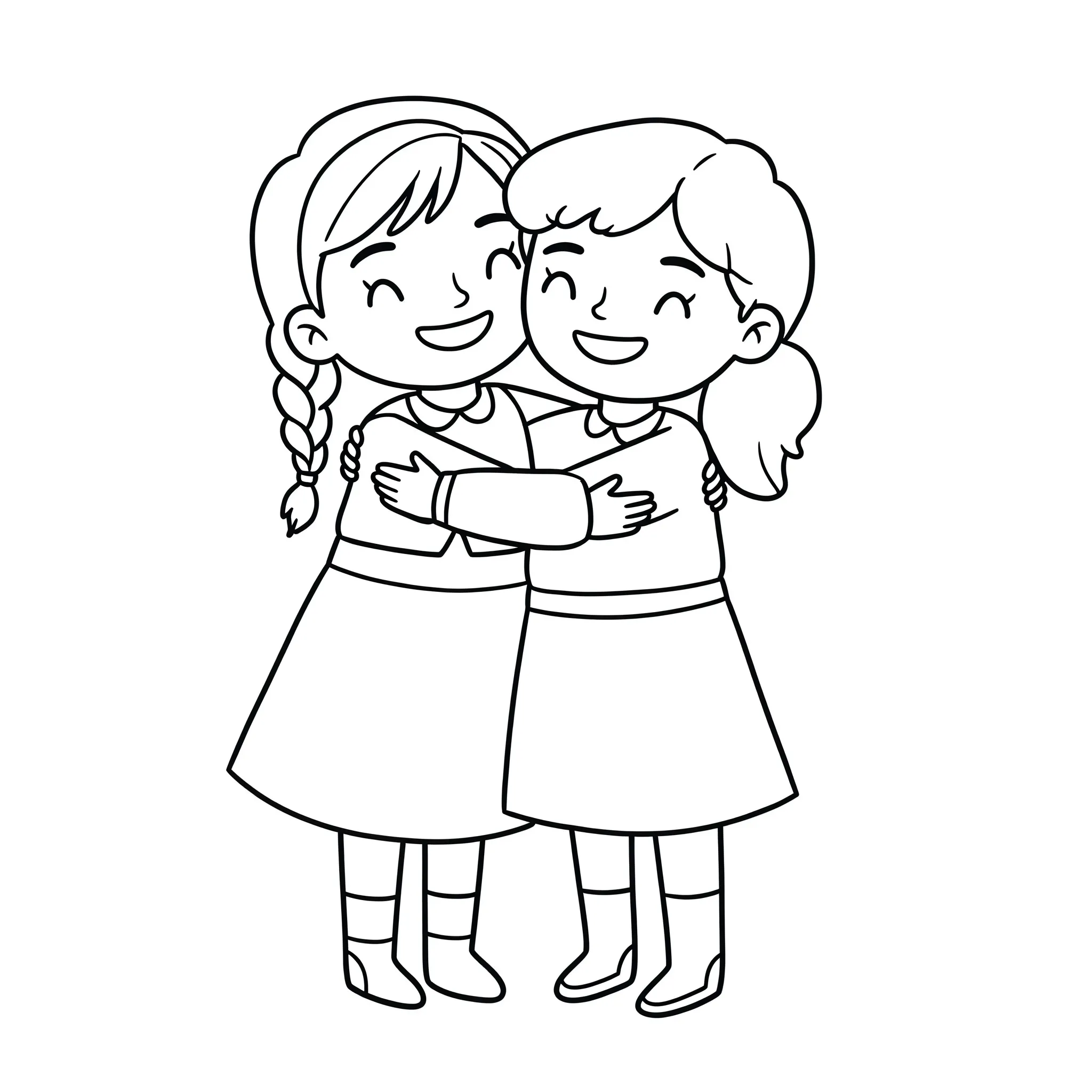 coloriage Anna et Wendy font un câlin pour enfant