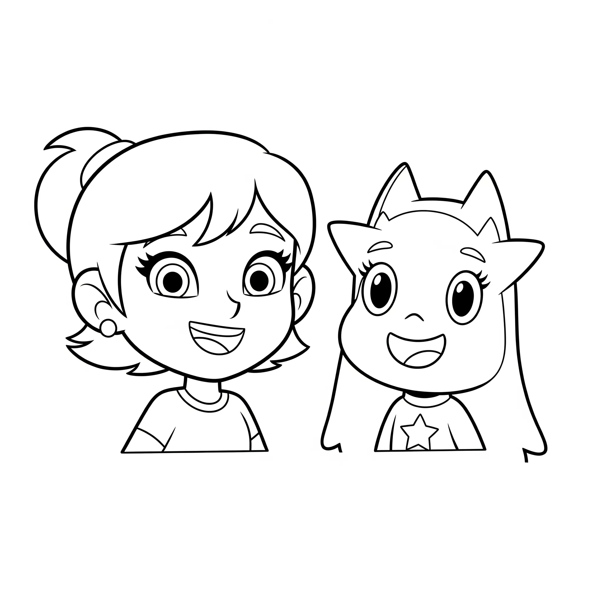 image pour coloriage Asha et Star souriants enfant