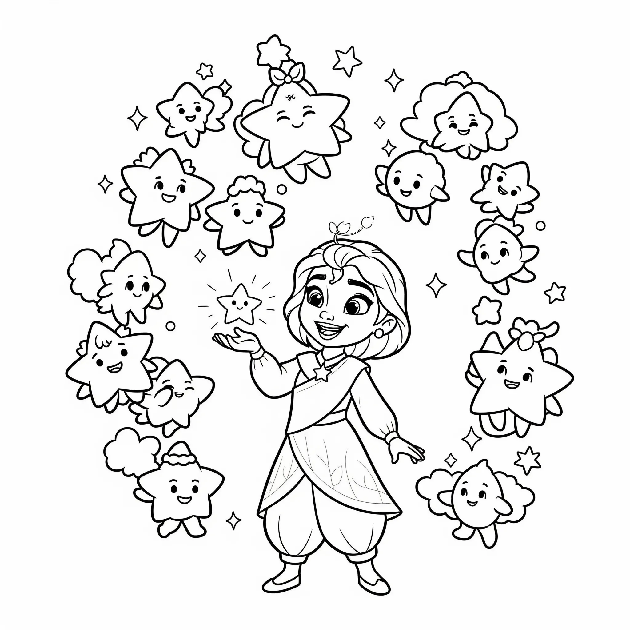 coloriage Asha et les souhaits de Rosas à imprimer pour enfants