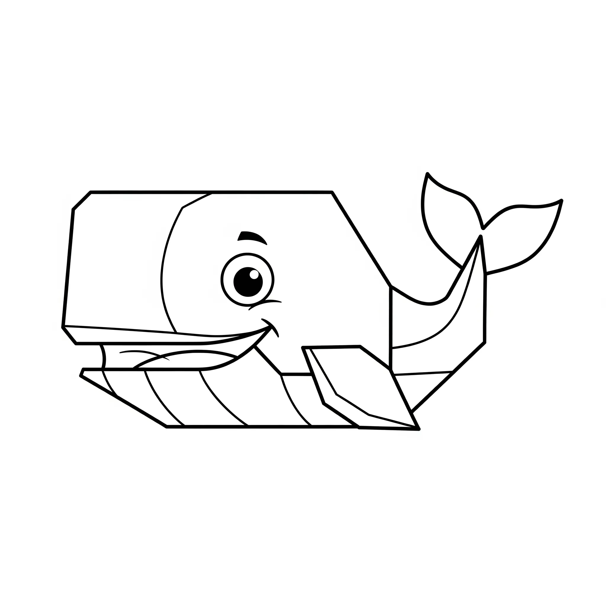 coloriage Baleine Géométrique Simple à imprimer pour enfant de 3 ans