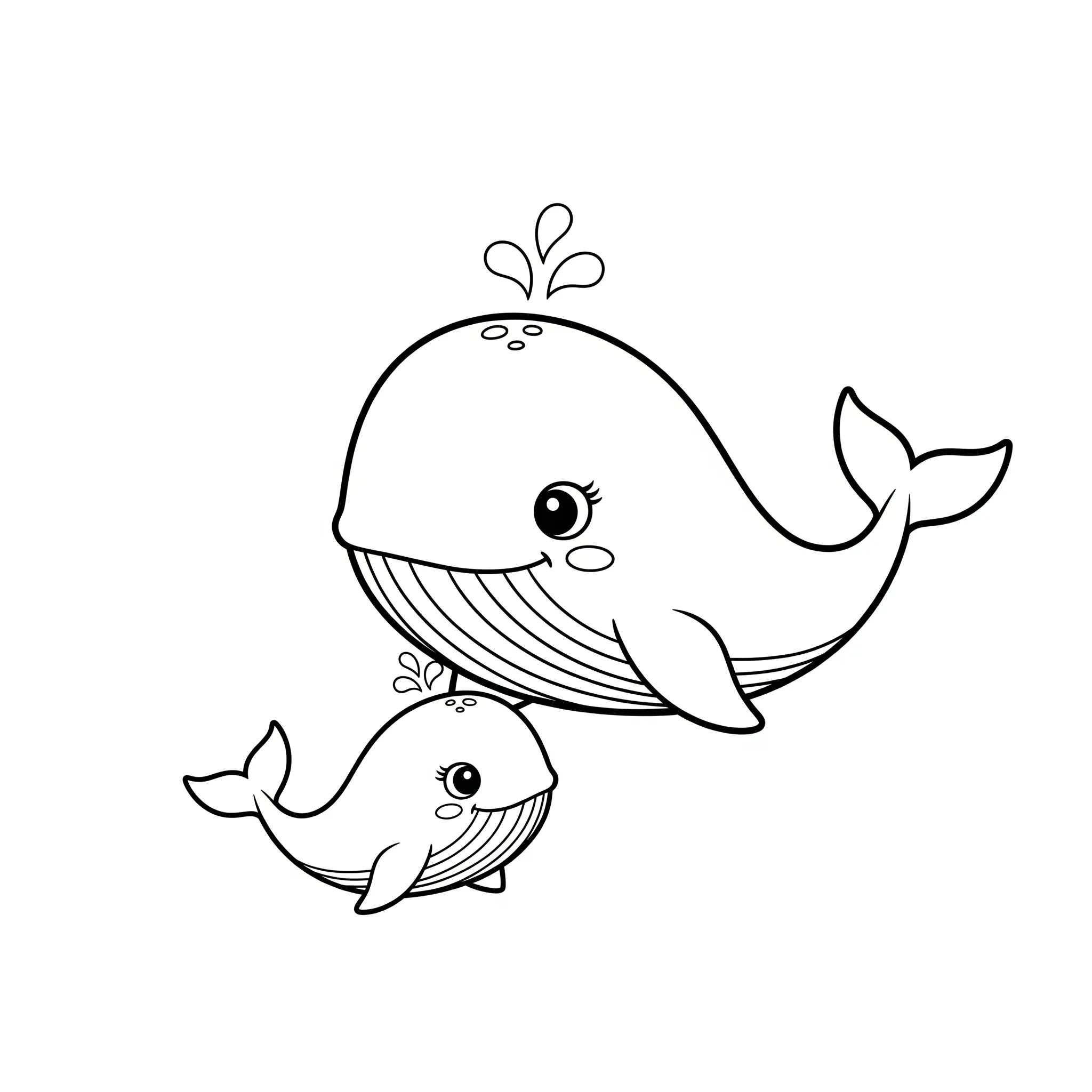 coloriage Baleine Maman et Bébé pour enfant gratuit