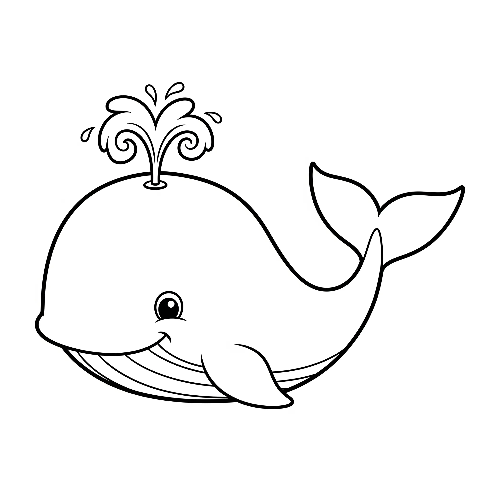 coloriage Baleine Souriante et Jet d’Eau gratuit