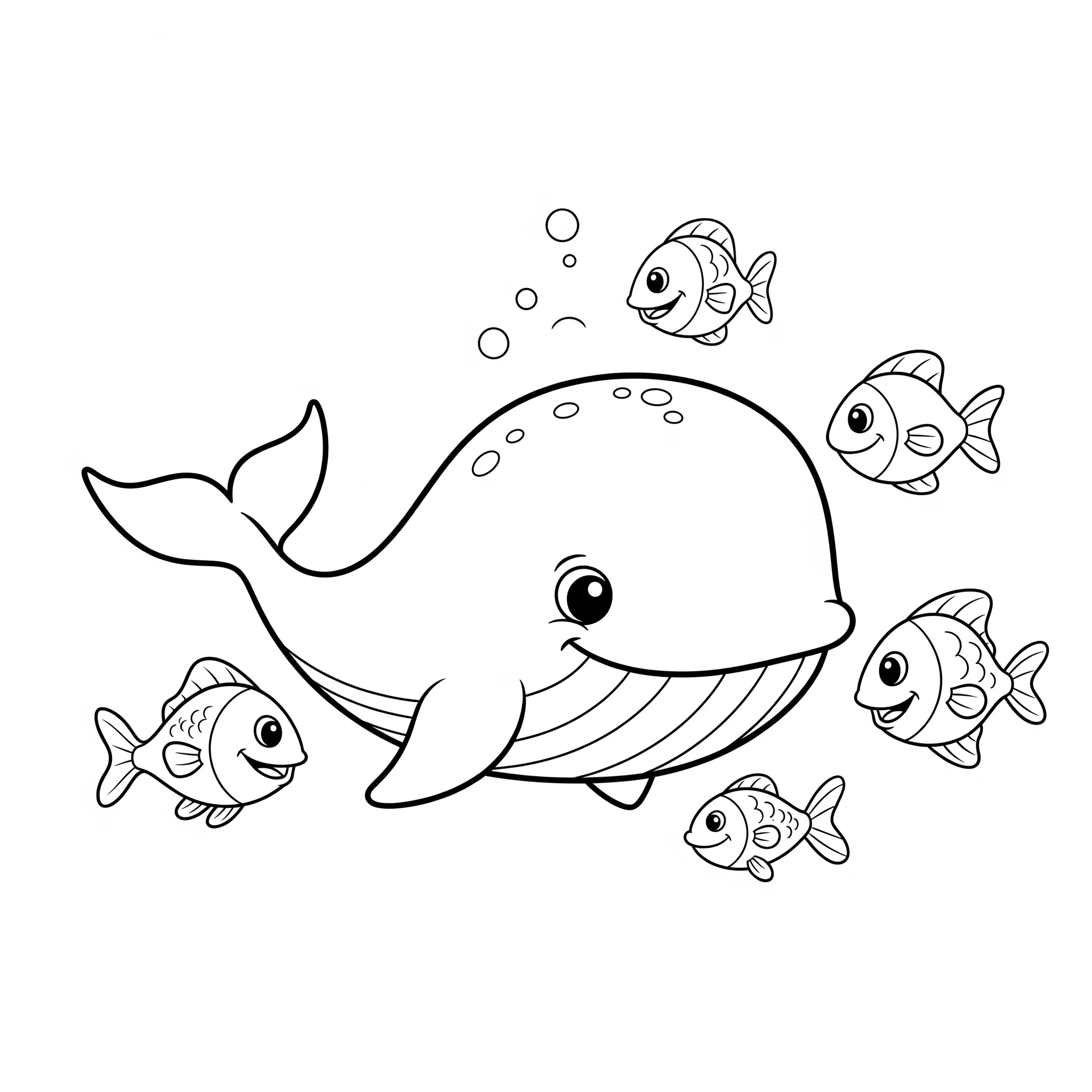 coloriage Baleine et Poisson Amis à imprimer pour enfant de 3 ans