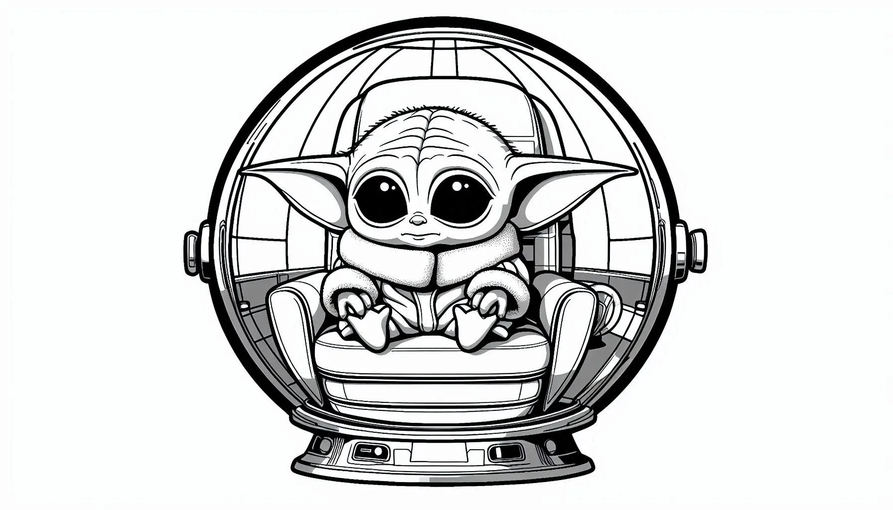 coloriage Bébé Yoda à imprimer pour enfant de 2 ans