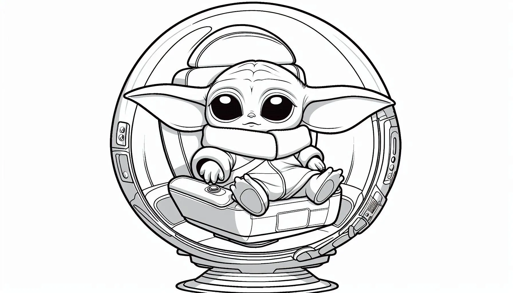 coloriage Bébé Yoda gratuit a imprimer