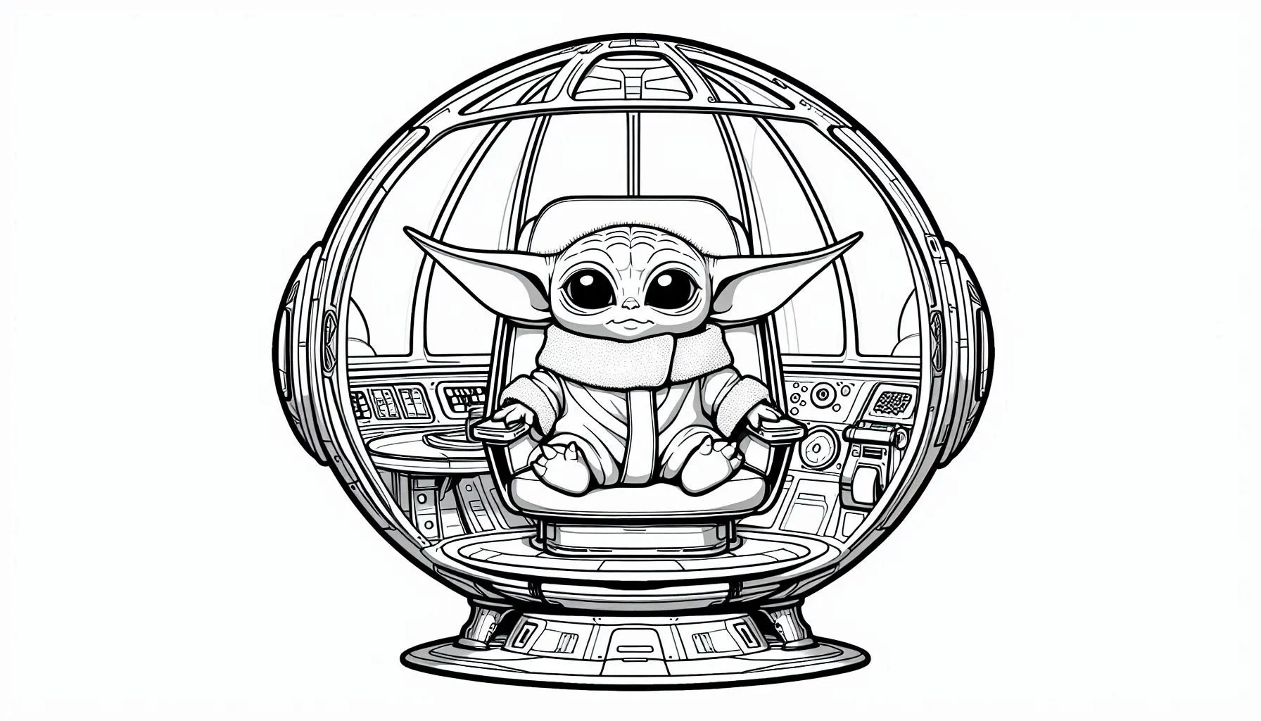 coloriage Bébé Yoda à imprimer pdf gratuit 1