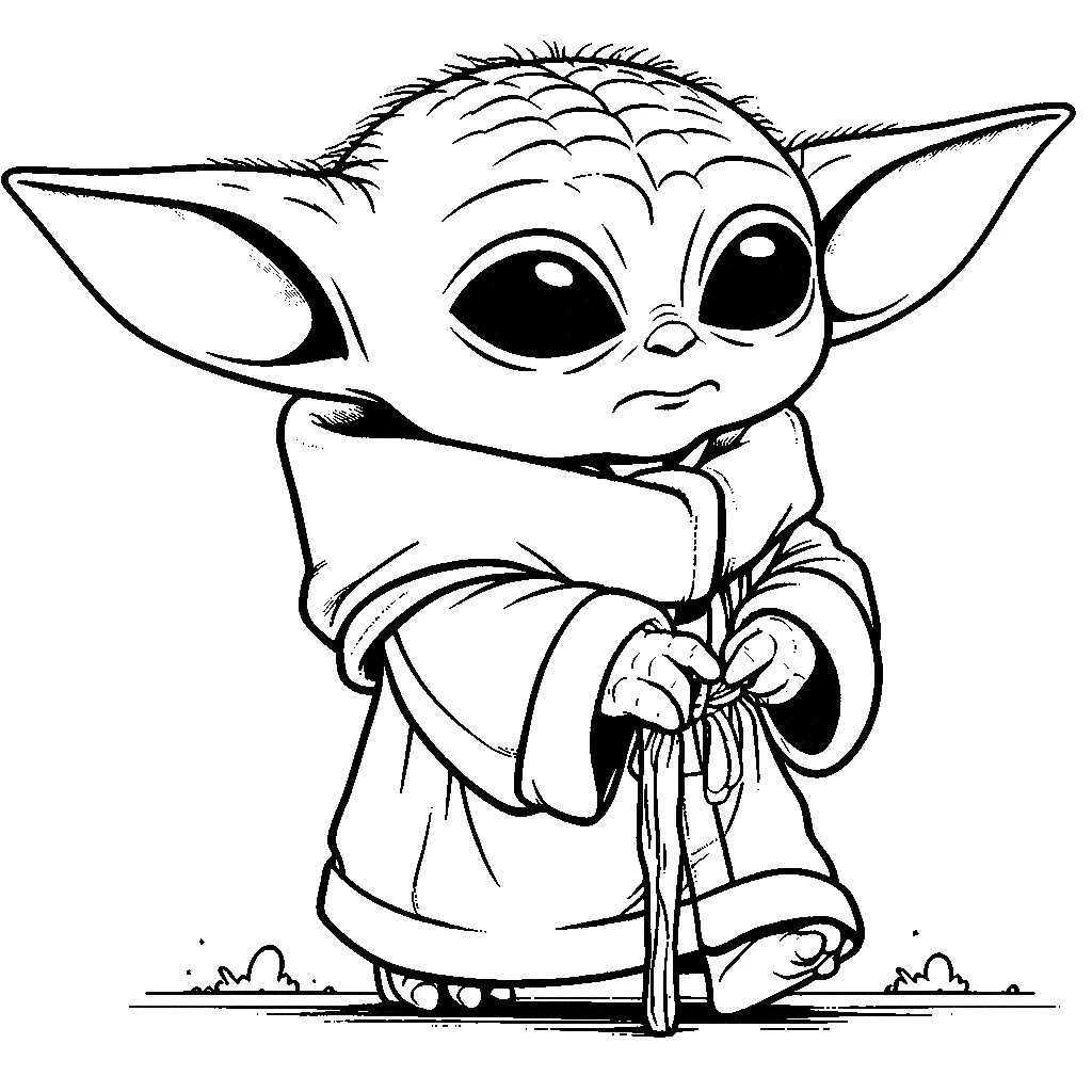 coloriage Bébé Yoda à imprimer