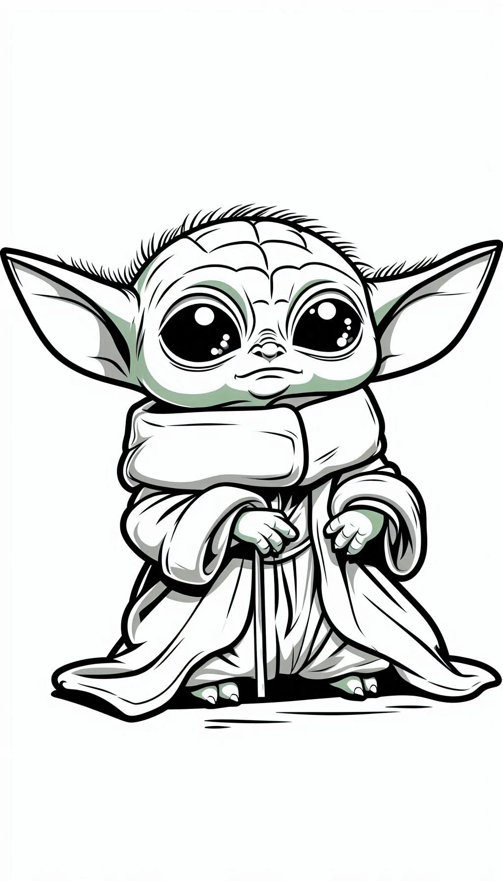 coloriage Bébé Yoda et découpage à imprimer