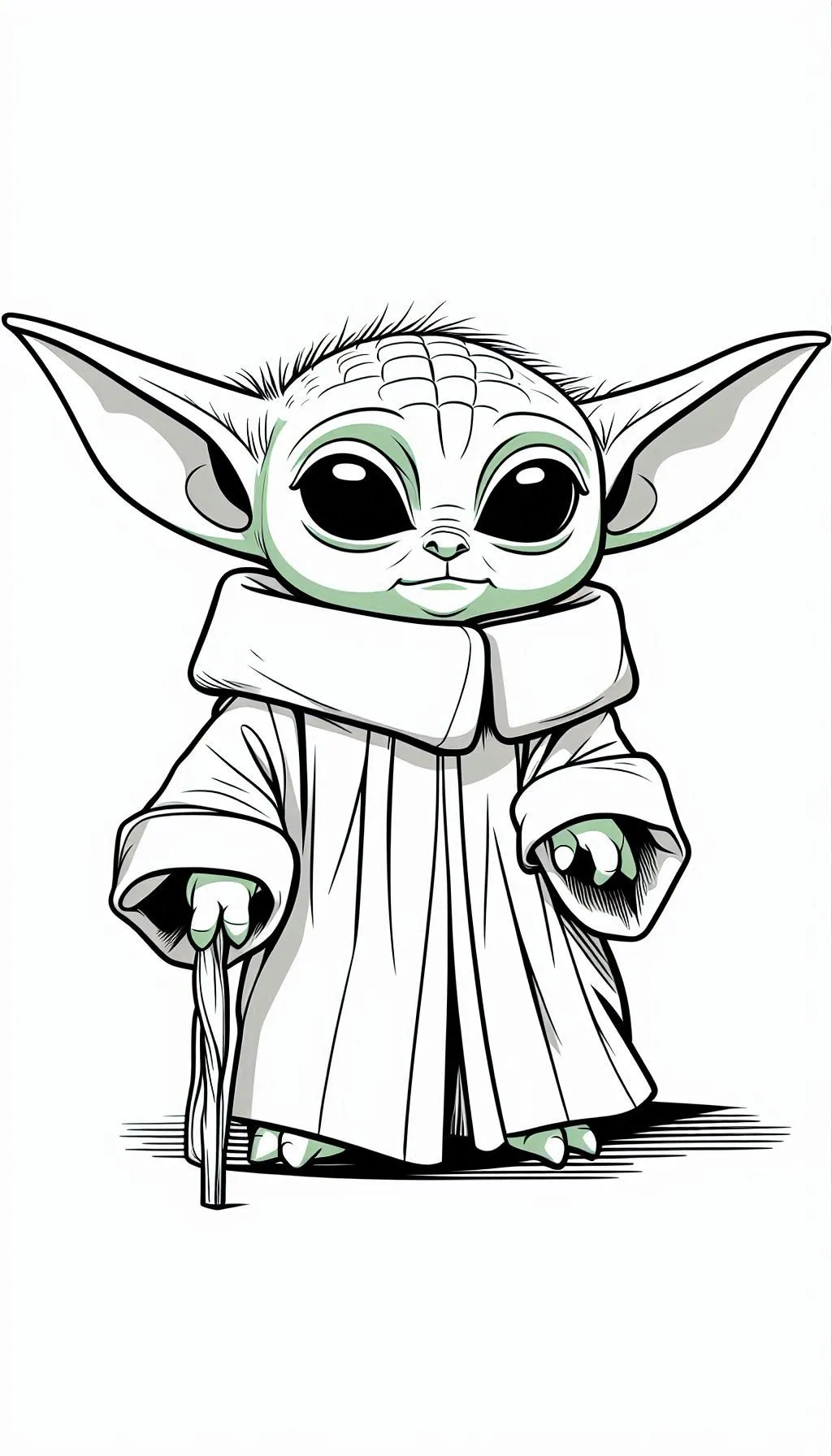 coloriage Bébé Yoda a imprimer gratuitement 1