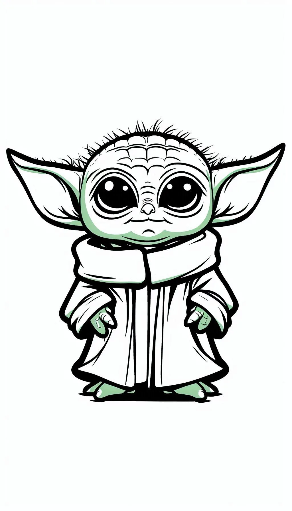 coloriage Bébé Yoda et decoupage a imprimer gratuit