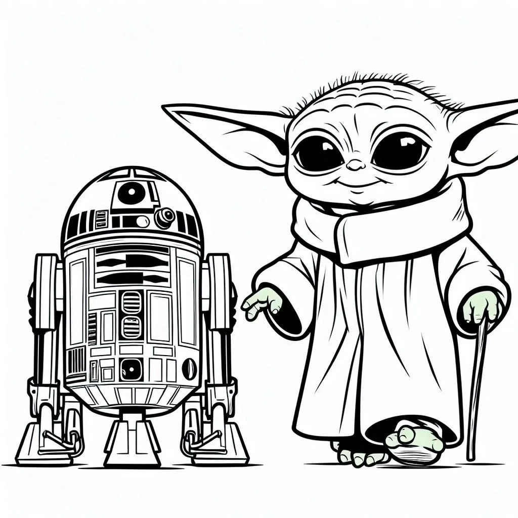 coloriage Bébé Yoda pour enfants à télécharger 1