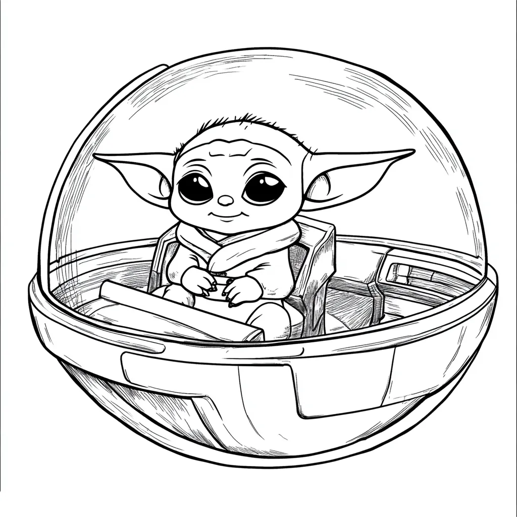 coloriage Bébé Yoda pour enfant de 5 ans