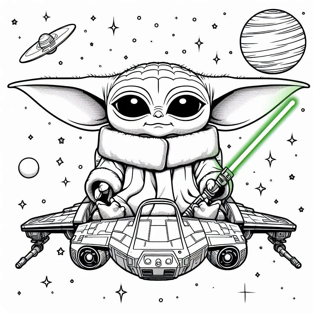 coloriage Bébé Yoda a dessiner et imprimer