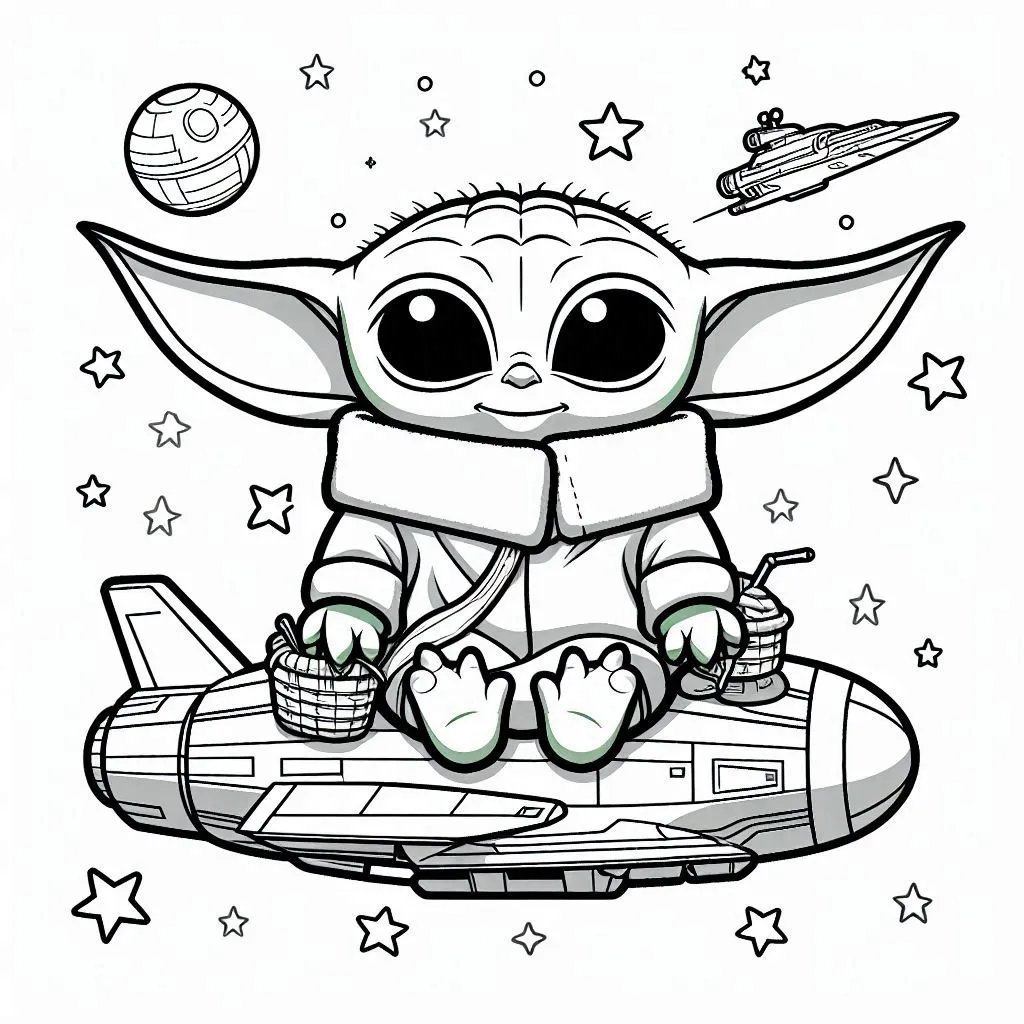 coloriage Bébé Yoda et dessin a imprimer