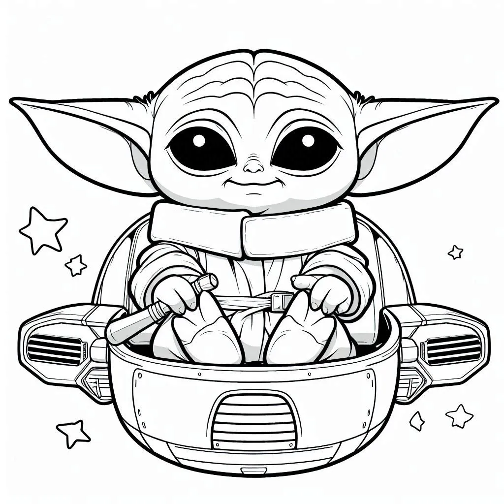 coloriage Bébé Yoda pour enfant de 3 ans