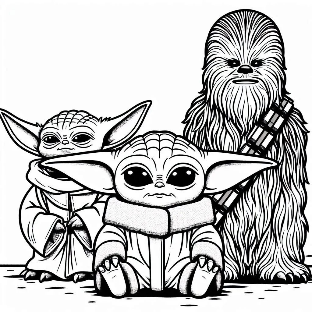 coloriage Bébé Yoda pour enfant de 8 ans