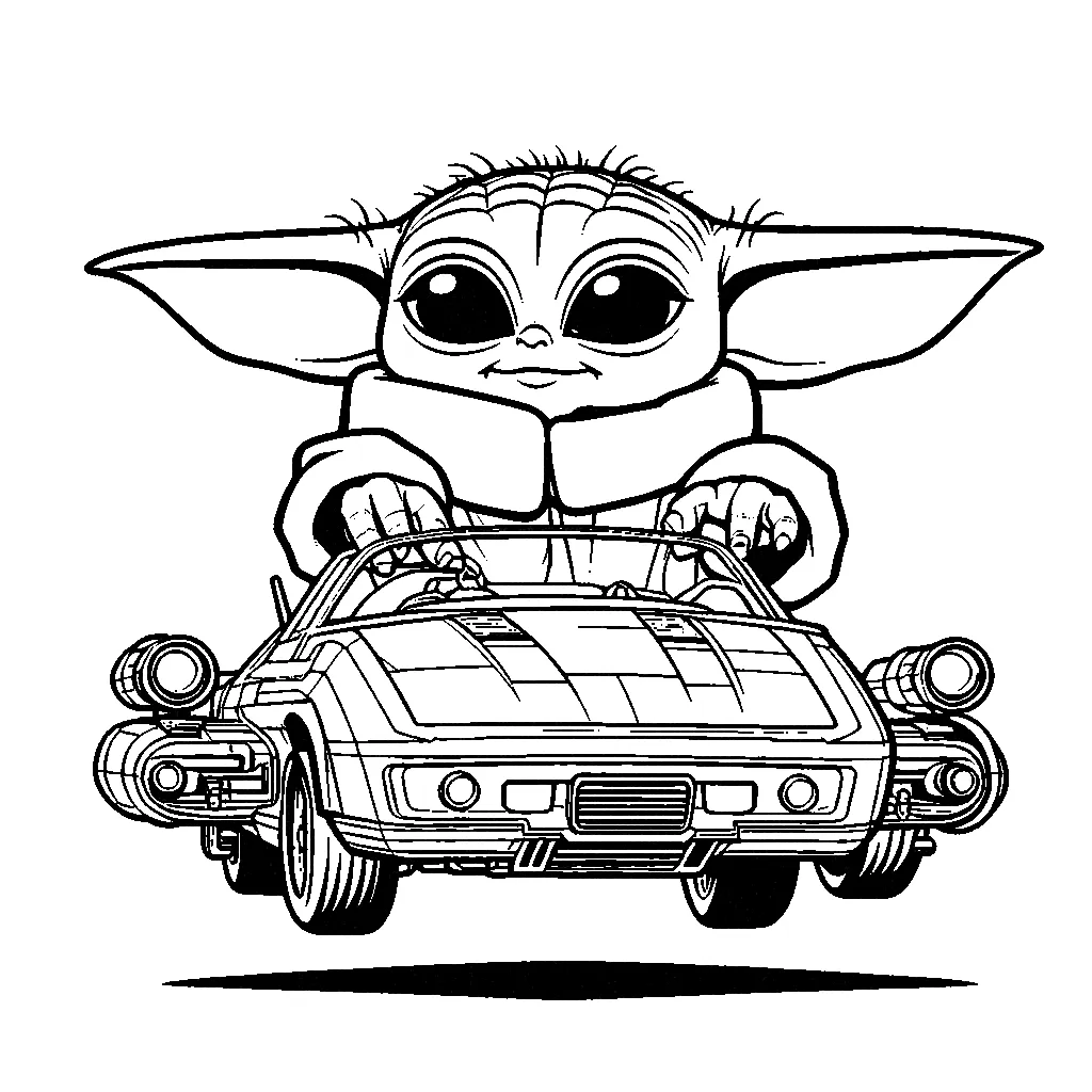 coloriage Bébé Yoda a imprimer pour enfant de 4 ans