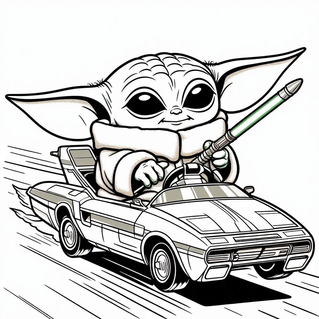 coloriage Bébé Yoda en ligne pour enfant 1